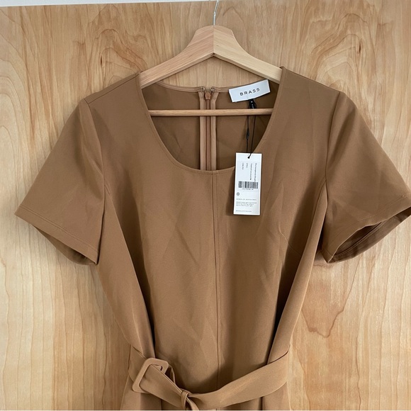 Brass Clothing Dresses & Skirts - NWT Brass Clothing Scoopneck Sheath Dress, Toasted Coconut, size M